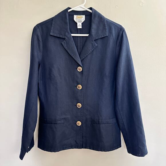 Talbots Jackets & Blazers - Talbots Petites Irish Linen Blend Blazer Navy Classic Preppy Workwear Womens 12P